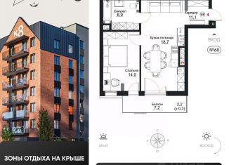 Продажа 1-комнатной квартиры, 53.4 м2, Калининградская область