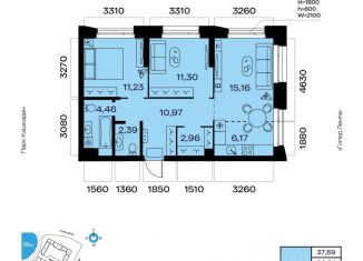 Продается трехкомнатная квартира, 64.64 м2, Уфа, Октябрьский район