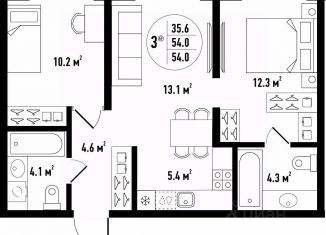 Продаю 3-ком. квартиру, 54 м2, Астрахань