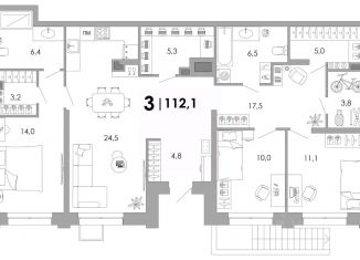 Трехкомнатная квартира на продажу, 112.1 м2, Владимир, Ленинский район