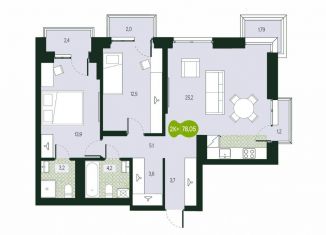 Продаю трехкомнатную квартиру, 78.06 м2, Забайкальский край