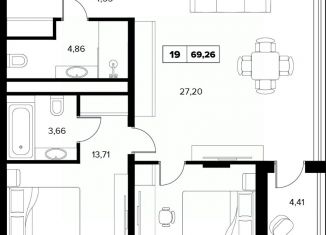 Продаю трехкомнатную квартиру, 69.26 м2, Краснодарский край, улица Семашко, 37Ак3