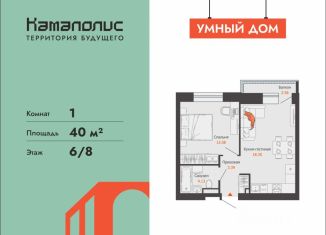 Однокомнатная квартира на продажу, 40 м2, Пермь, Дзержинский район