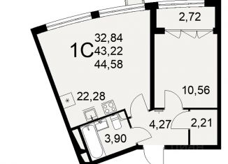 Продается 1-ком. квартира, 44.65 м2, Тула, улица Фёдора Смирнова, 2