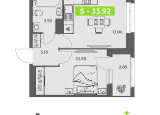 Продаю 1-комнатную квартиру, 33.92 м2, Архангельск