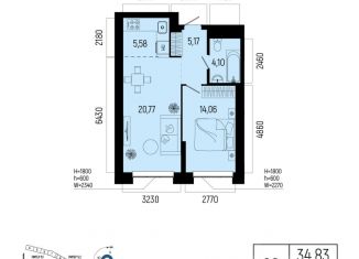 Продам 2-комнатную квартиру, 49.68 м2, Уфа, Октябрьский район