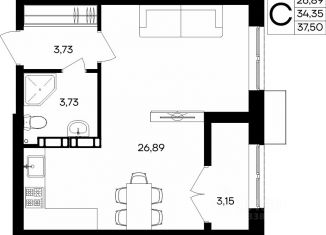 Квартира на продажу студия, 37.26 м2, Севастополь