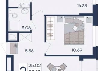 Продам двухкомнатную квартиру, 54.84 м2, Краснодарский край