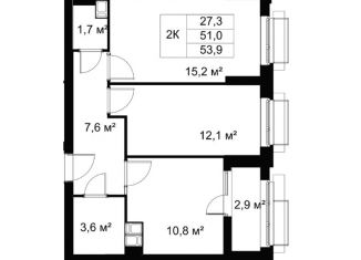 Продажа 2-ком. квартиры, 53.9 м2, Волгоградская область, улица Маршала Ерёменко, 45