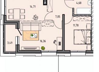 Продажа 2-ком. квартиры, 58.07 м2, Иркутск