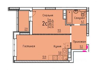 Продаю квартиру, 42.6 м2, Энгельс