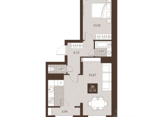 Продается 2-комнатная квартира, 52.18 м2, Пензенская область
