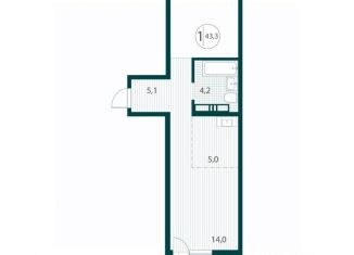 Продам 1-комнатную квартиру, 43.3 м2, Иркутск