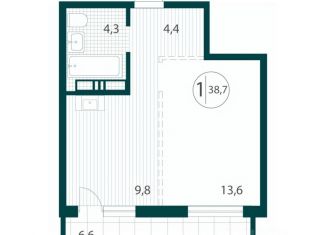 Продажа однокомнатной квартиры, 38.7 м2, Иркутск