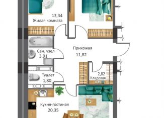 Продается двухкомнатная квартира, 73.85 м2, Орёл