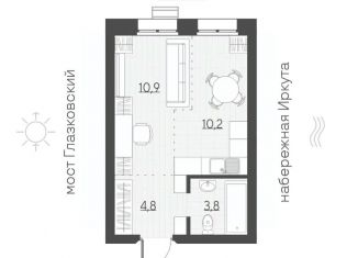 Продается 1-комнатная квартира, 29.7 м2, Иркутск
