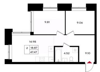 Продажа 2-комнатной квартиры, 47.08 м2, Пермь, Дзержинский район