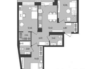 3-ком. квартира на продажу, 75.11 м2, Пермь