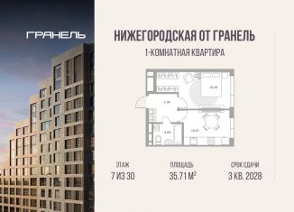 Продам 1-комнатную квартиру, 35.71 м2, Москва, ЮВАО