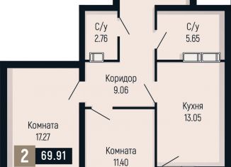 Продам 2-комнатную квартиру, 67.91 м2, Ставрополь