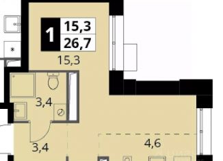 Продам квартиру студию, 26.7 м2, Москва, метро Новопеределкино
