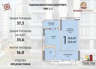 Продажа 1-ком. квартиры, 35.6 м2, Ростовская область