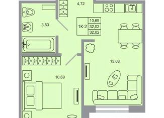 Продается 1-ком. квартира, 32.02 м2, Ленинградская область