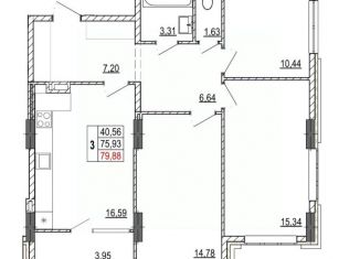 Продается 3-комнатная квартира, 79.88 м2, Белгородская область