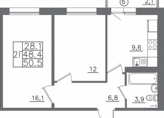 Продажа двухкомнатной квартиры, 50.5 м2, Иркутская область