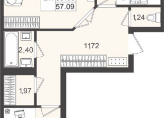 Продам 2-комнатную квартиру, 57.5 м2, Татарстан