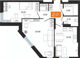 Продажа 2-комнатной квартиры, 65.11 м2, Уфа, Ленинский район, улица Султанова, 30