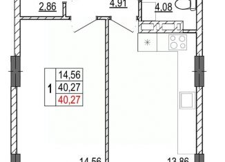 1-комнатная квартира на продажу, 40.27 м2, Белгород