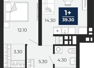 Продается 1-комнатная квартира, 39.3 м2, Казань