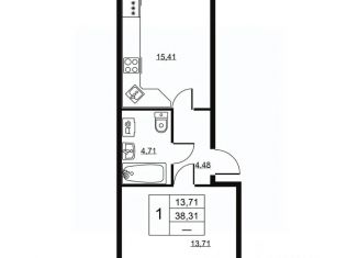 Продажа 1-ком. квартиры, 38.31 м2, Ленинградская область, Школьная улица, 13