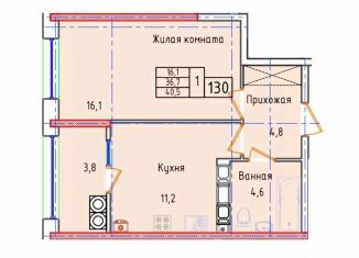 Продам 1-комнатную квартиру, 40.5 м2, Ставрополь, улица 45-я Параллель, 52А
