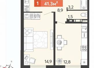 Продается 1-комнатная квартира, 41 м2, село Кривошеевка