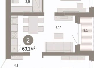 Продажа 2-ком. квартиры, 63.05 м2, Тюменская область