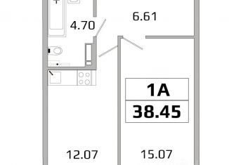 Однокомнатная квартира на продажу, 39.57 м2, Иркутск, Октябрьский округ