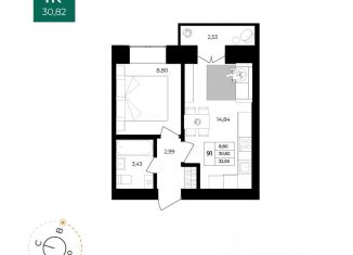 Продажа 1-ком. квартиры, 32.59 м2, Ярославская область, 15-й микрорайон, 2/1А