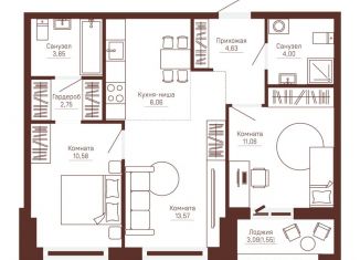 Продается 3-комнатная квартира, 60.05 м2, Пермь, Дзержинский район