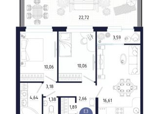 Продам 2-ком. квартиру, 76.79 м2, Тульская область