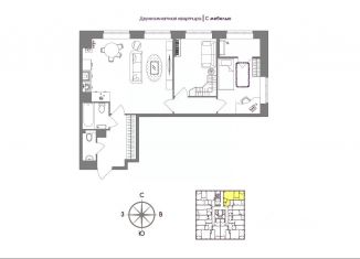 Продается 2-ком. квартира, 65.9 м2, Тула, Зареченский территориальный округ