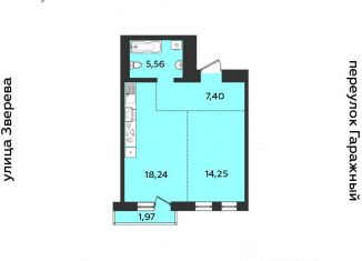 Продам 1-комнатную квартиру, 47.42 м2, Иркутск