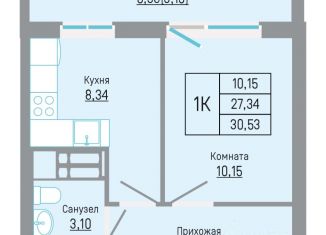 1-комнатная квартира на продажу, 30.53 м2, Пермь, Кировский район