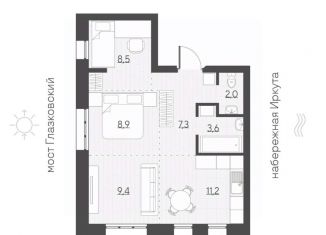 Продается 2-ком. квартира, 50.9 м2, Иркутск, Свердловский округ