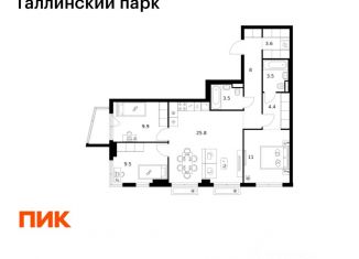 3-ком. квартира на продажу, 80 м2, Ленинградская область