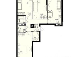 Продается 3-ком. квартира, 83.55 м2, Самара, Куйбышевский район