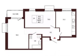 Продается двухкомнатная квартира, 66.9 м2, Сестрорецк