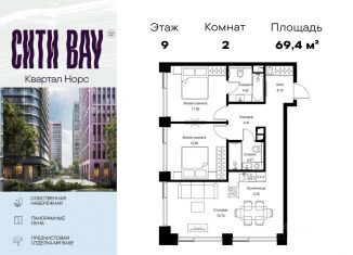 Продается 2-комнатная квартира, 69.38 м2, Москва, метро Тушинская
