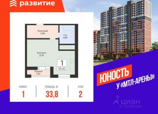 Продам квартиру студию, 33.78 м2, Самара, метро Советская, улица Советской Армии, 242